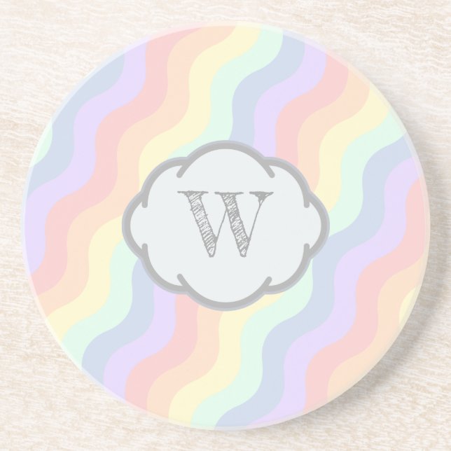 Posavasos Pascua de arenisca de las olas del arcoiris pastel (Frente)