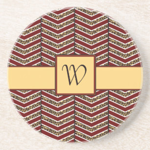 Posavasos Pascua de arenisca de leopardo impreso Chevron
