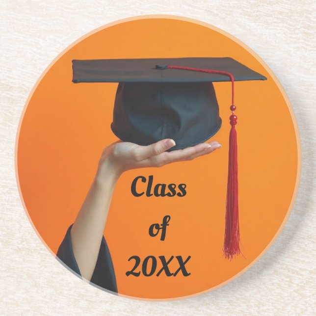 Posavasos Pascua de arenisca redonda de la capa de graduació (Frente)