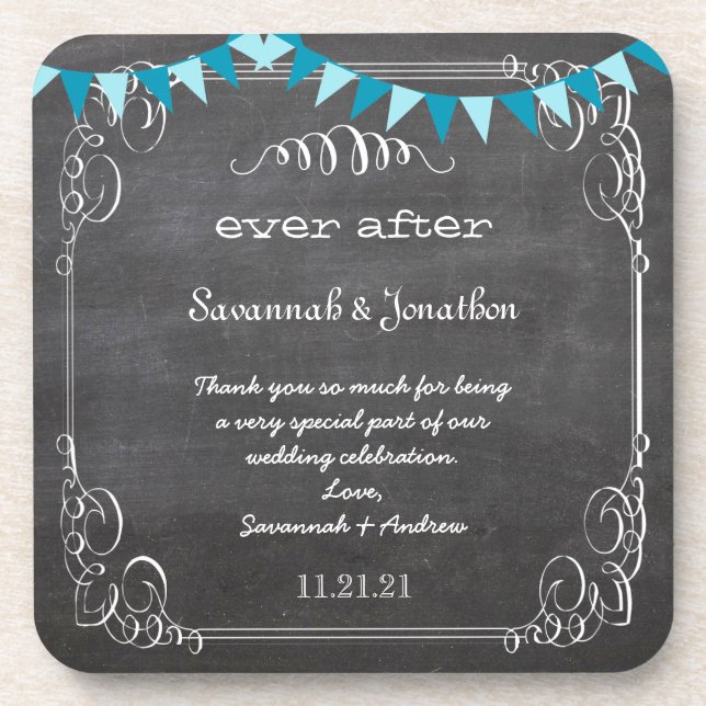 Posavasos Pascua de Boda Chalkboard Bride y Groom (Frente)