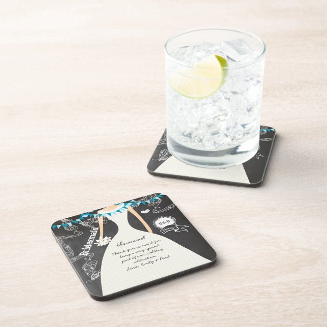 Posavasos Pascua de Boda Chalkboard Bride y Groom (Lado Derecho)