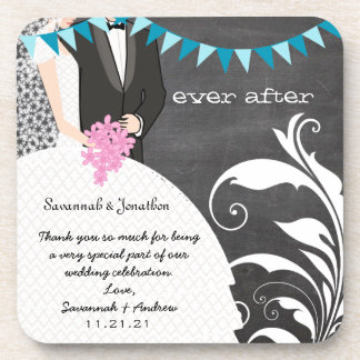 Posavasos Pascua de Boda Chalkboard Bride y Groom