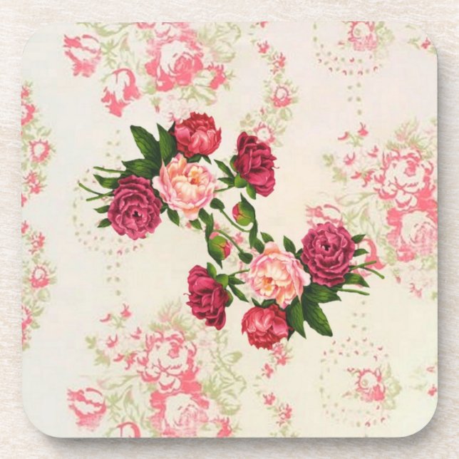 Posavasos Pascua de coral rosa de rosas (Frente)