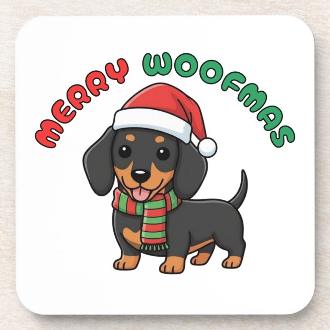 Posavasos Pascua de Dachshund negra de los navidades: Feliz  (Frente)