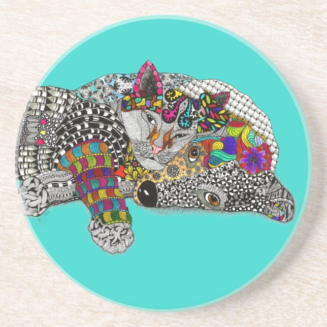 Posavasos Pascua de garras de perro en azul (Frente)