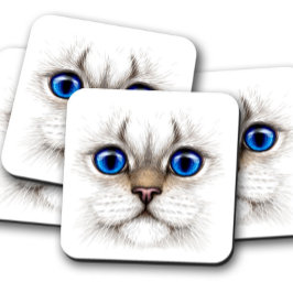 Posavasos Pascua de gato blanco de ojos azules | Elegante ju