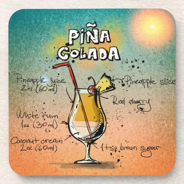 Posavasos Pascua de Ilustracion de bebida de Pina Colada (Frente)