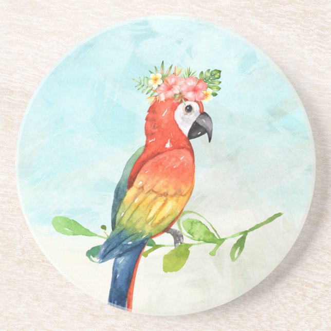 Posavasos Pascua de loro de playa tropical (Frente)