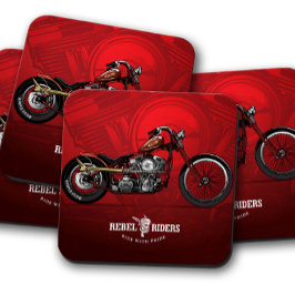 Posavasos Pascua de motocicleta Red Rebel Rider | Juego de a