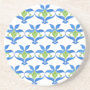 Posavasos Pascua de patrón azul, verde, blanco Art Nouveau