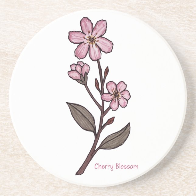 Posavasos Pascua de piedra arenisca con flores de cerezo (Frente)