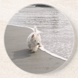 Posavasos Pascua de piedra arenisca con foto de perro occide