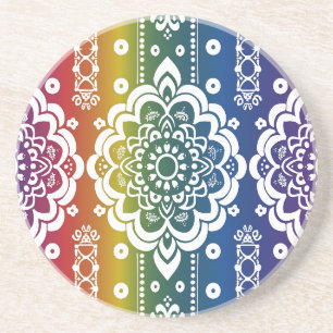 Posavasos Pascua de piedra arenisca del patrón Rainbow Mehnd