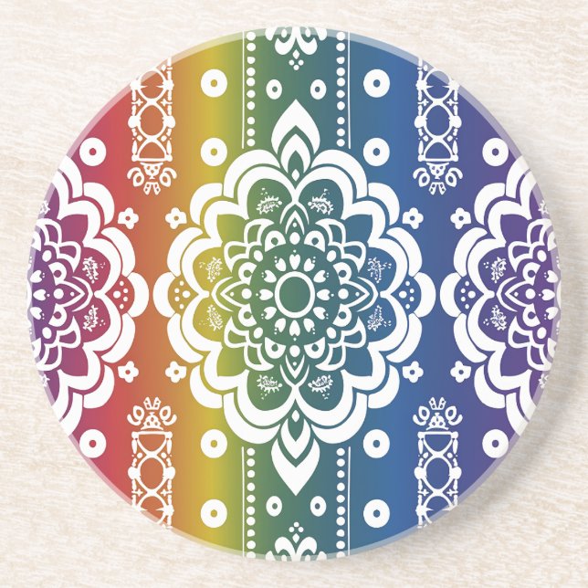 Posavasos Pascua de piedra arenisca del patrón Rainbow Mehnd (Frente)
