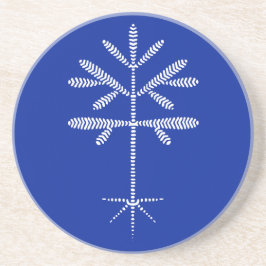 Posavasos Pascua de piedra arenisca en azul con aplauso blan