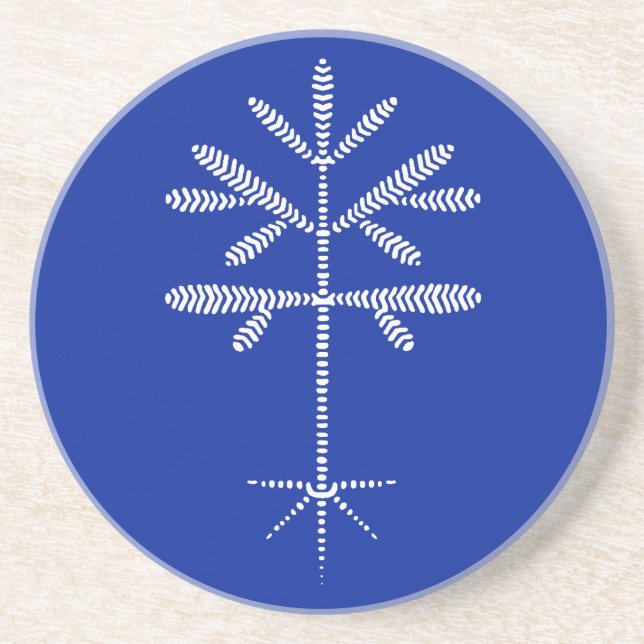 Posavasos Pascua de piedra arenisca en azul con aplauso blan (Frente)