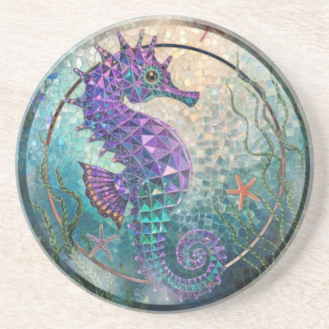 Posavasos Pascua de piedra arenisca redonda de Mosaic Seahor (Frente)