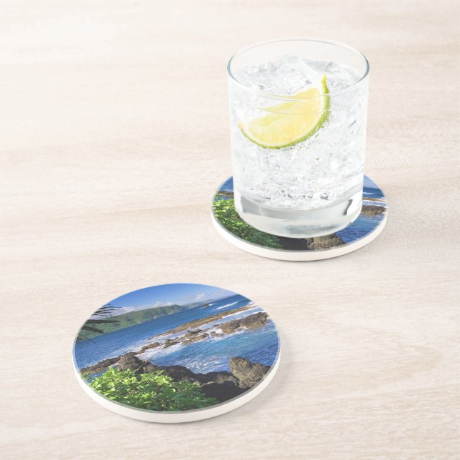 Posavasos Pascua de piedra tropical oceánica (Lado)