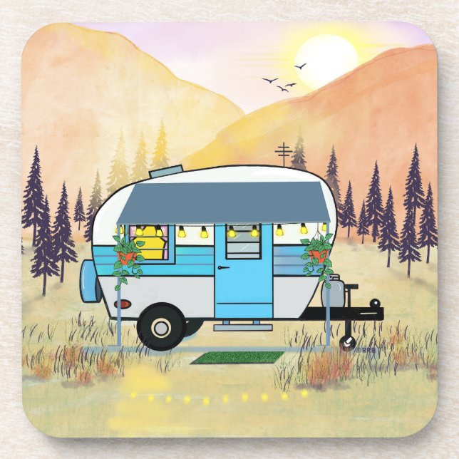 Posavasos Pascua de remolque azul (Frente)