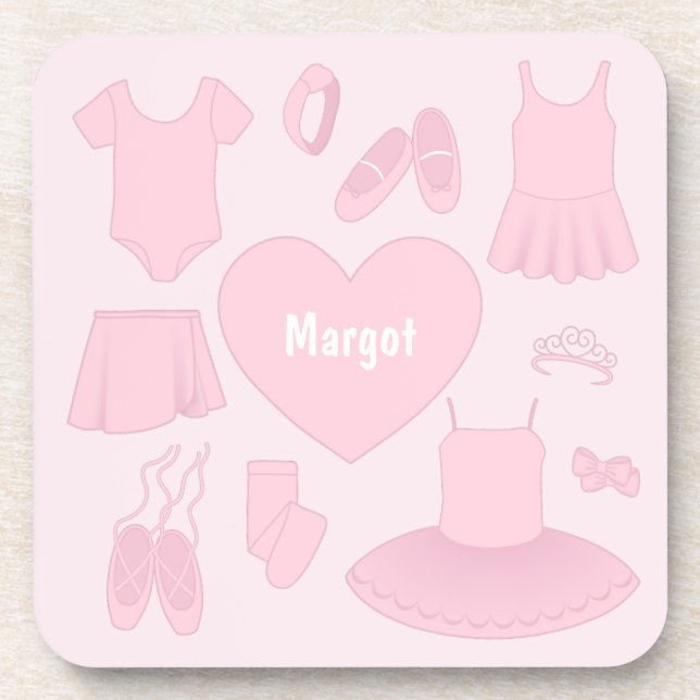 Posavasos Pascua de ropa de ballet - fondo rosado (Frente)