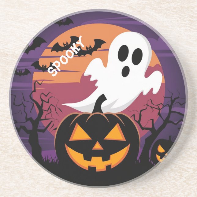 Posavasos Pascua de Sandstone de Halloween. (Frente)