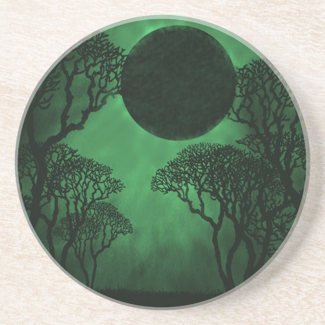 Posavasos Pascua del eclipse de bosque oscuro, verde (Frente)