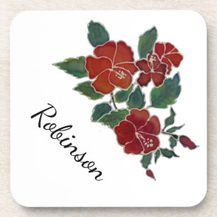 Posavasos Pascua plástica - Hibiscus rojo con nombre