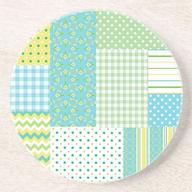 Posavasos Pascua redonda de piedra arenisca: Daffodils, imit (Frente)