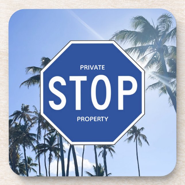 Posavasos Pascua - Rótulo Blue Stop - Conjunto de 6 (Frente)