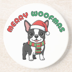 Posavasos Pascua Terrier de Boston: Feliz Navidad