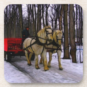 Posavasos Paseo del trineo en la colección de la nieve