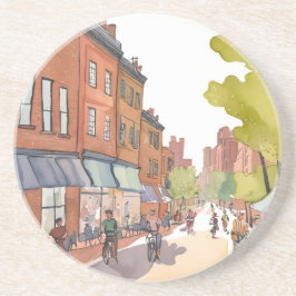Posavasos Paseo en bicicleta por Boston | North End Watercol