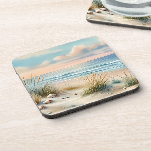 Posavasos Pastel Coastal Dunes Watercolor (Lado Izquierdo)