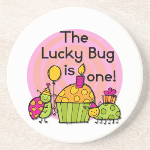 Posavasos Pastel de bug de suerte camisetas de cumpleaños y 