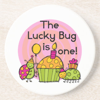 Posavasos Pastel de bug de suerte camisetas de cumpleaños y 