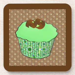 Posavasos Pastel de chocolate esmerilado de menta, fondo fra