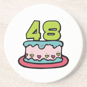 Posavasos Pastel de cumpleaños de 48 años