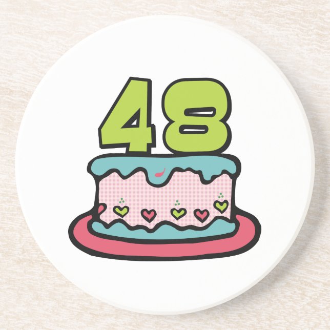 Posavasos Pastel de cumpleaños de 48 años (Frente)