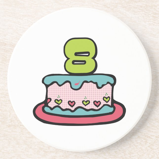 Posavasos Pastel de cumpleaños de 8 años (Frente)