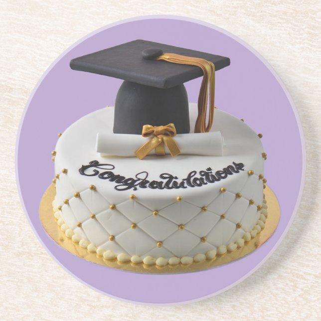 Posavasos Pastel de Graduación Coaster de Arenisca (Frente)