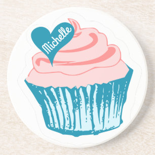 Posavasos Pastel de torta me encanta el nombre personalizado