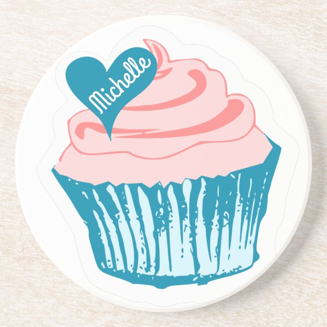 Posavasos Pastel de torta me encanta el nombre personalizado (Frente)
