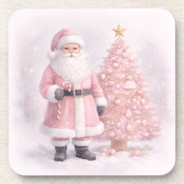 Posavasos Pastel Pink Christmas Santa 