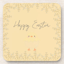 Pastel Yellow Easter Coasters - Personalizado