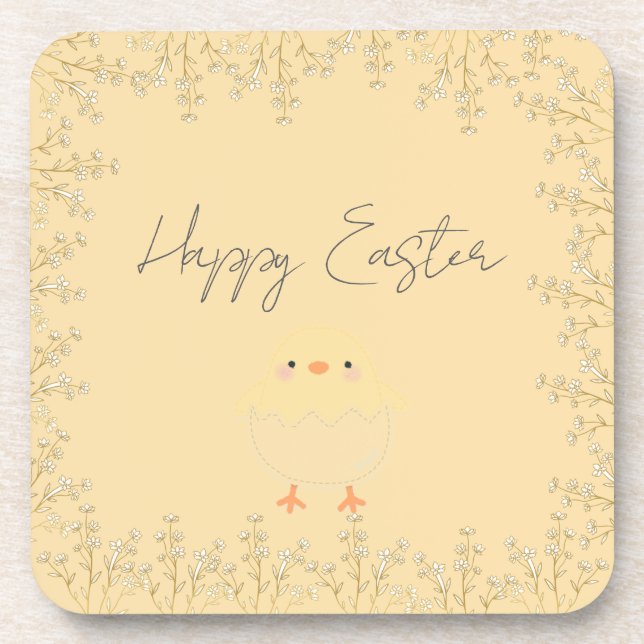 Posavasos Pastel Yellow Easter Coasters - Personalizado (Frente)