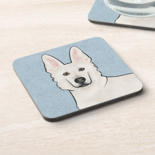 Posavasos Pastor Suizo Blanco Cabeza de Perro Azul Adorable