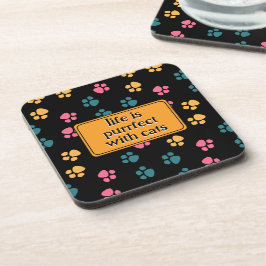 Posavasos Pata de gato negro divertida y linda 