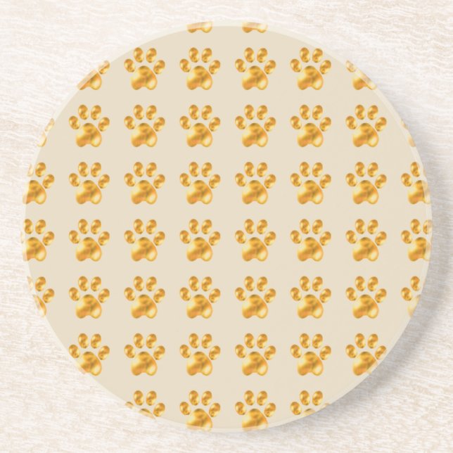 Posavasos Patas adorables doradas sobre beige (Frente)