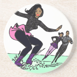 Posavasos patinador de figuras negras