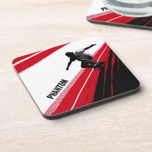 Posavasos Patinador rojo blanco y negro